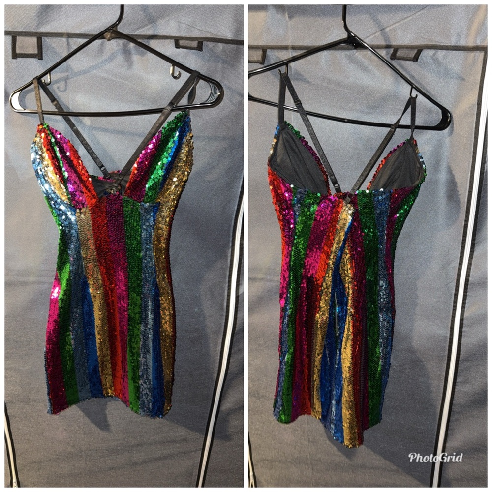 Multicolor Sequin Striped Dress